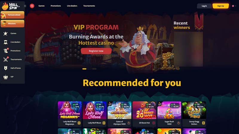 hell-spin lobby screenshot