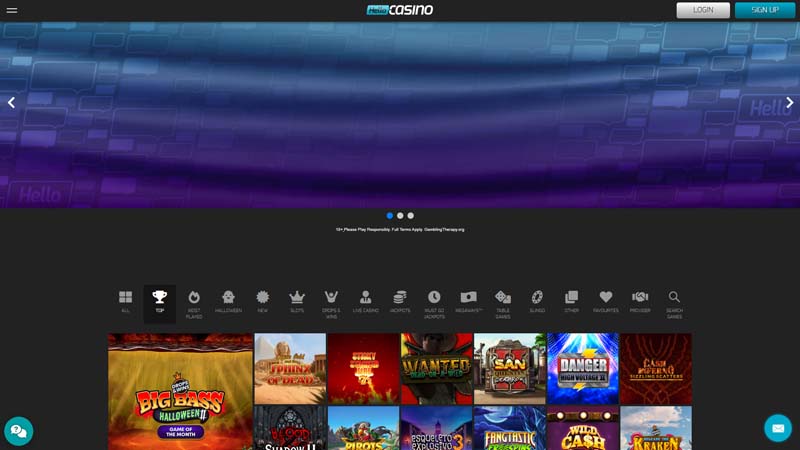 Thumbnail hello-casino lobby