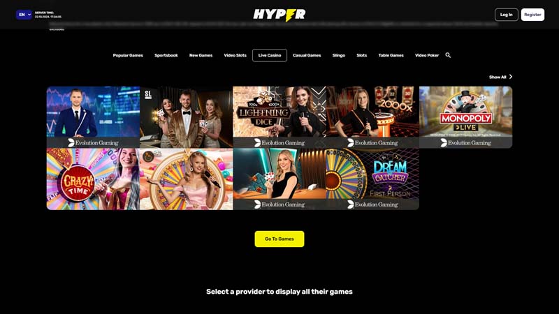 hyper-casino live screenshot