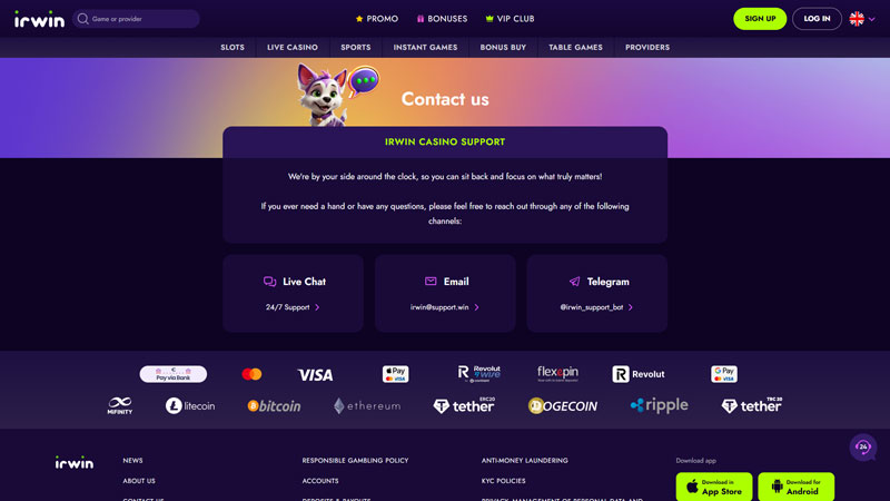 irwin support screenshot