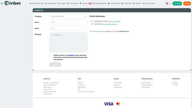 ivibet support screenshot