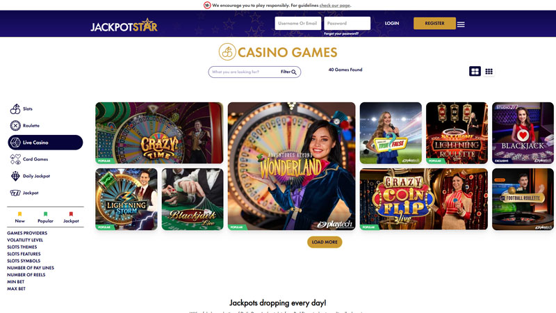 jackpot-star live screenshot