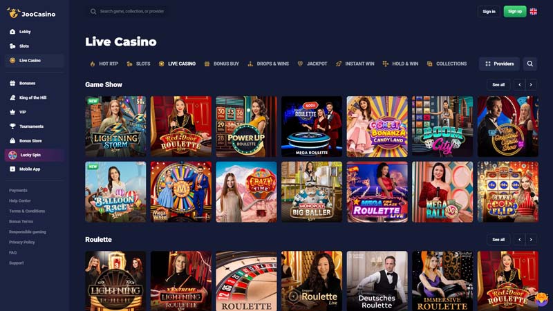 joo-casino live screenshot