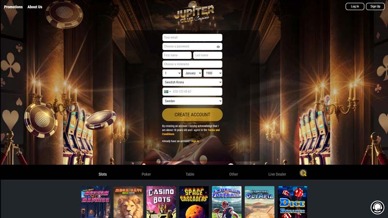 jupiter-club-casino lobby screenshot