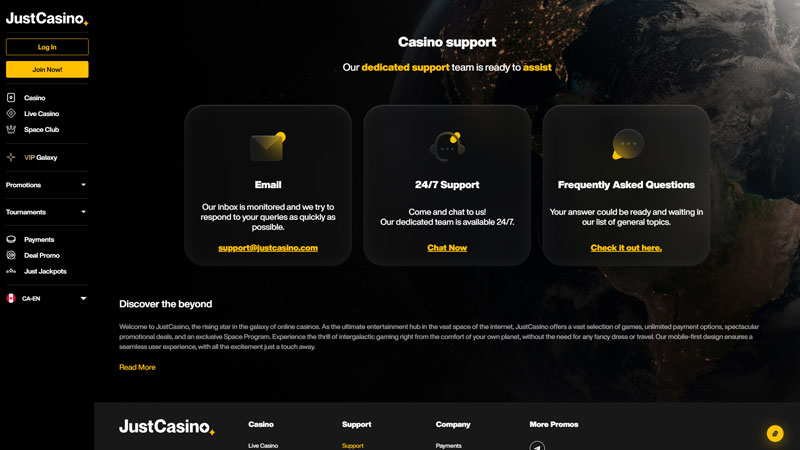 Thumbnail justcasino support