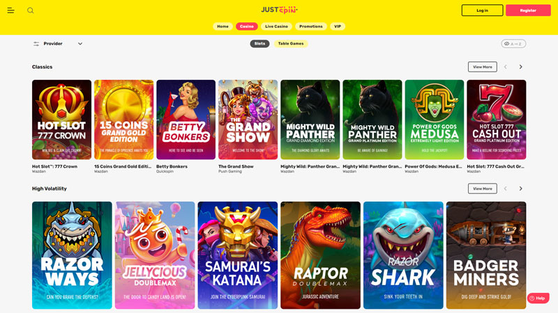 justspin slots screenshot