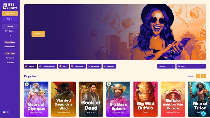 letslucky lobby screenshot