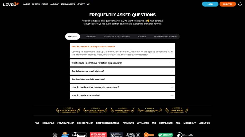 levelup support screenshot