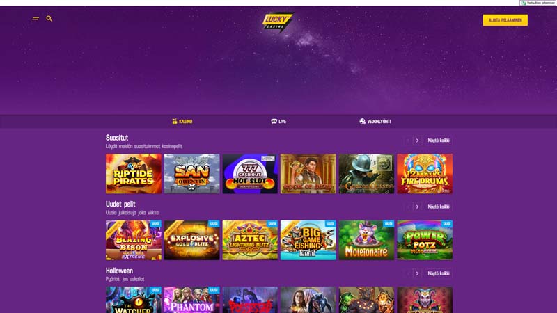 lucky-casino lobby screenshot