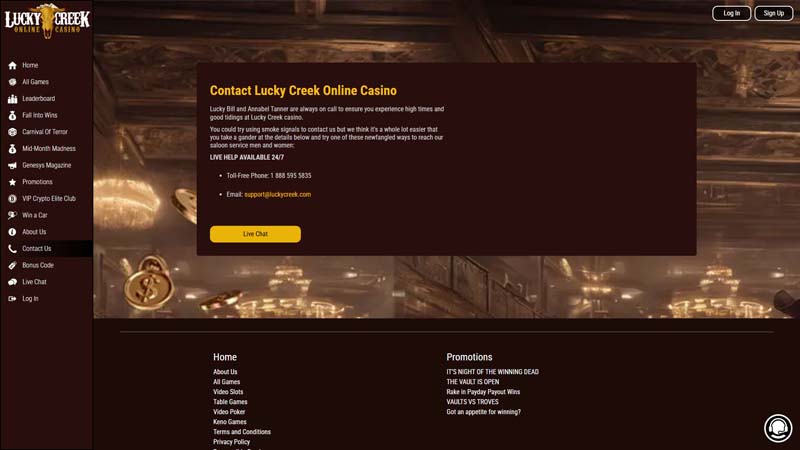 lucky-creek-casino support screenshot