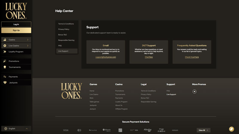 lucky-ones support screenshot