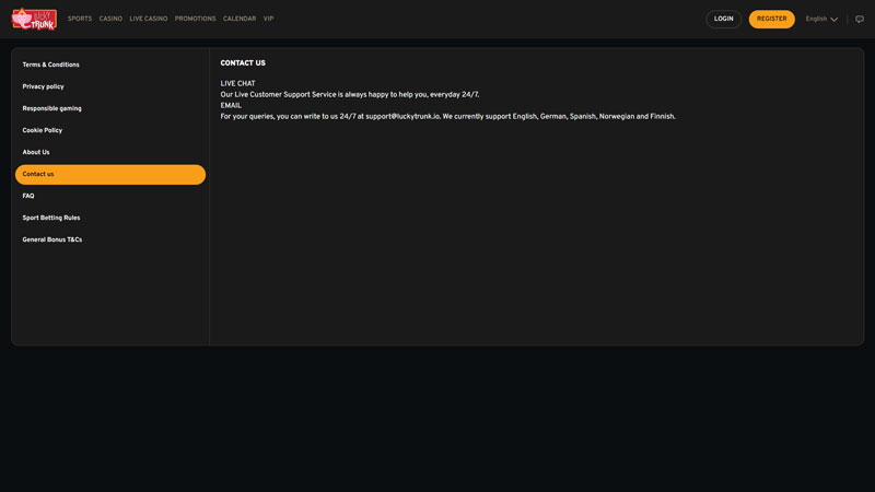 lucky-trunk support screenshot