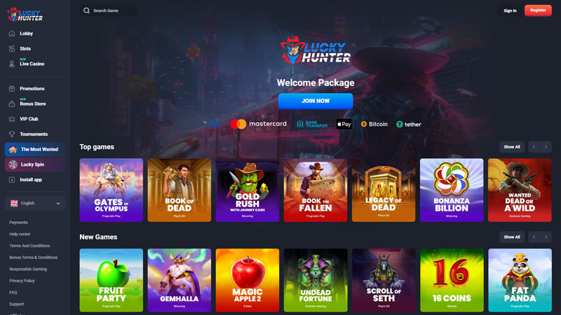 luckyhunter lobby screenshot