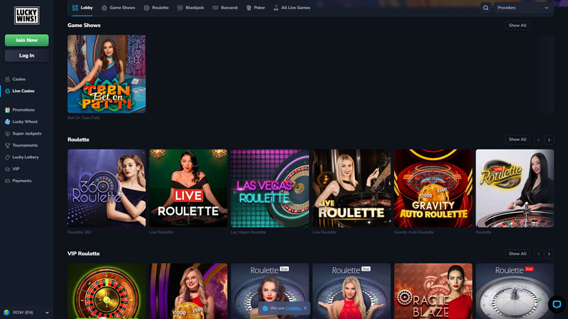 luckywins live screenshot