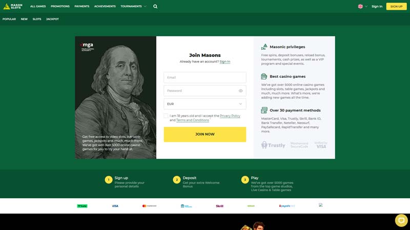 mason-slots lobby screenshot