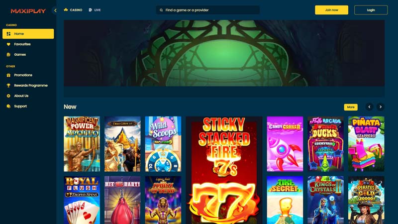 maxiplay-casino lobby screenshot