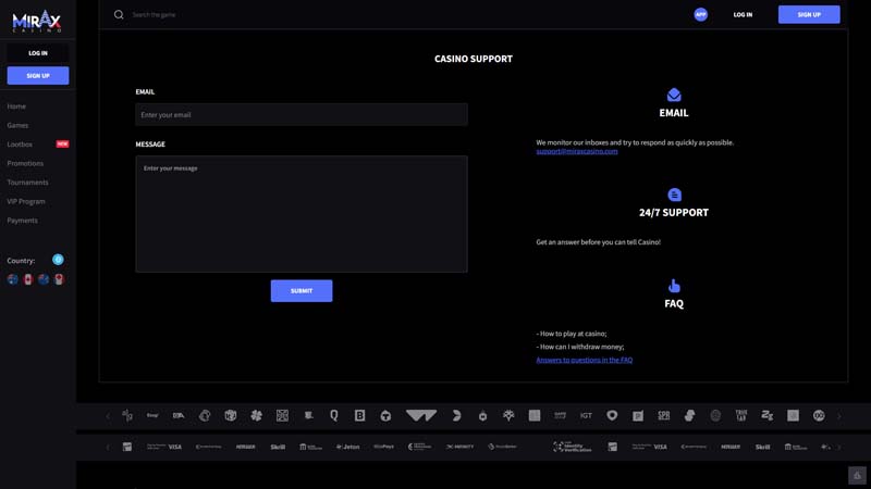 mirax support screenshot