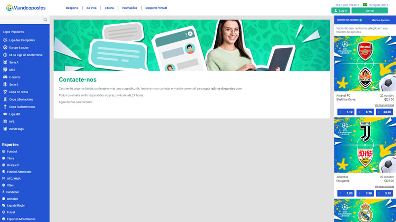 mundoapostas support screenshot