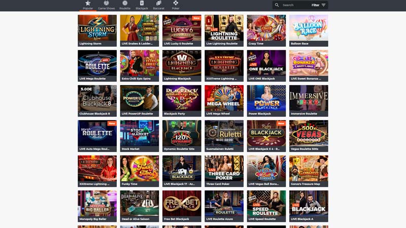 ninja-casino live screenshot