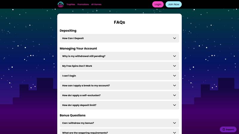no-deposit-slots support screenshot