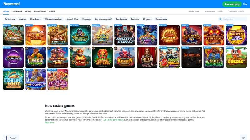 nopeampi-casino slots screenshot