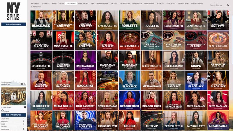 nyspins-casino live screenshot