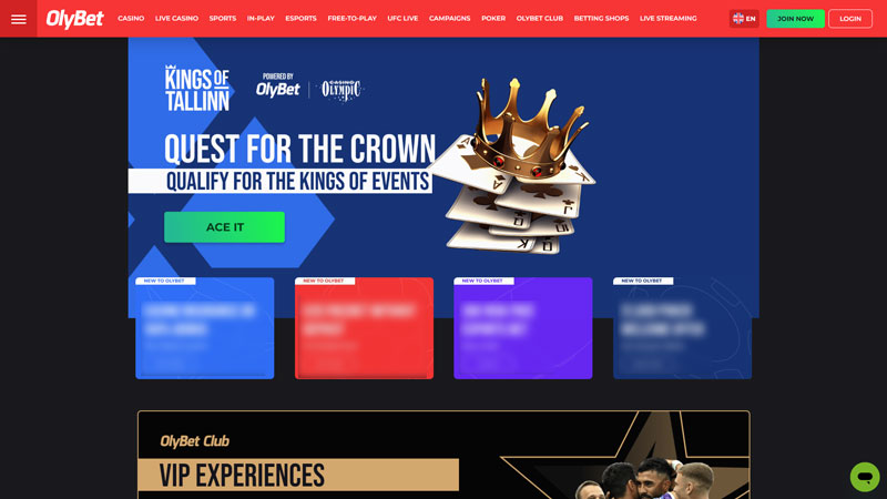 olybet lobby screenshot