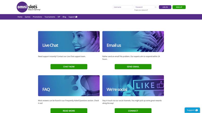 omni-slots-casino support screenshot