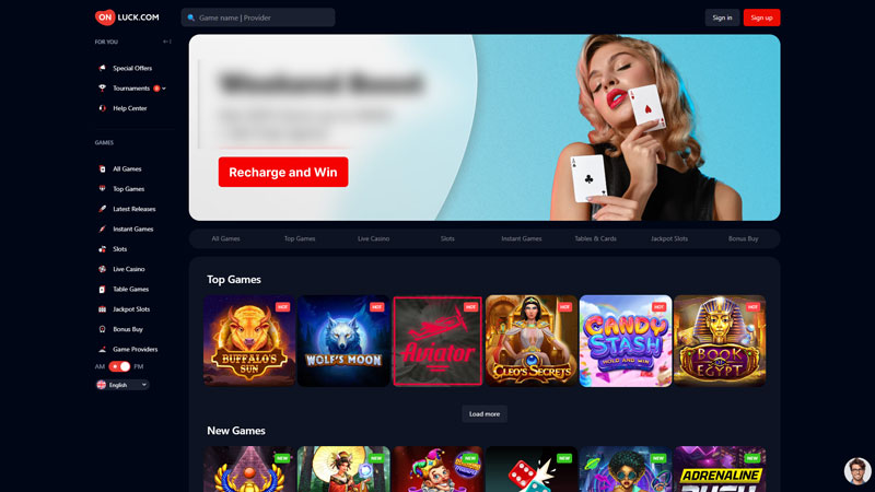 onluck lobby screenshot