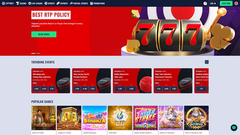 optibet-casino lobby screenshot
