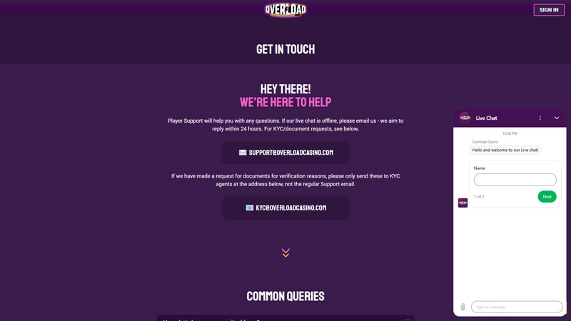 overload support screenshot