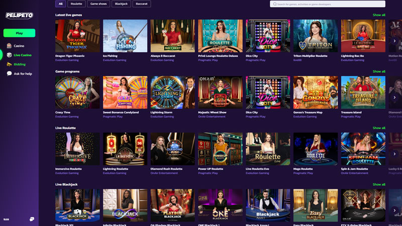 pelipeto live screenshot