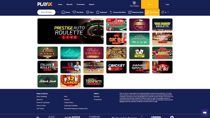 play-uk-casino live screenshot