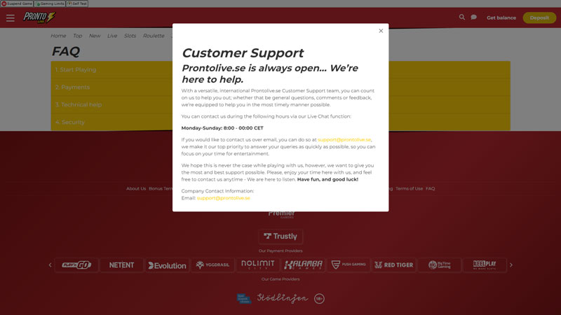 Thumbnail pronto-live support