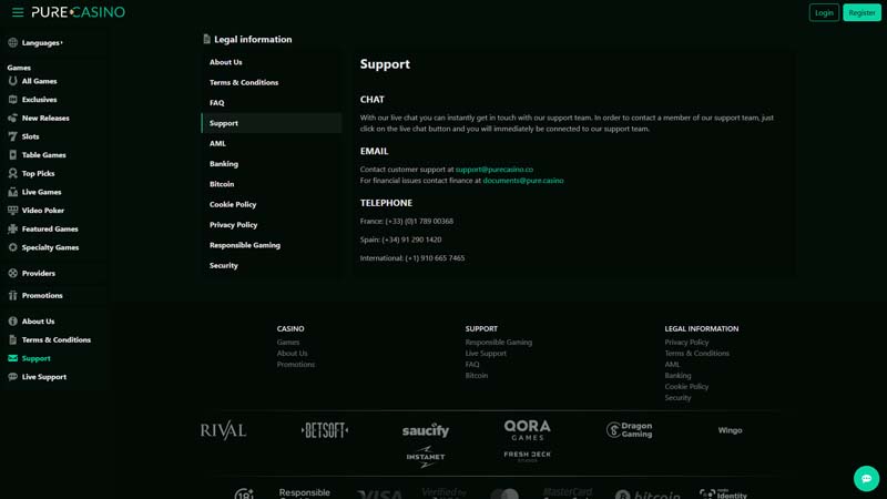 Thumbnail purecasino support