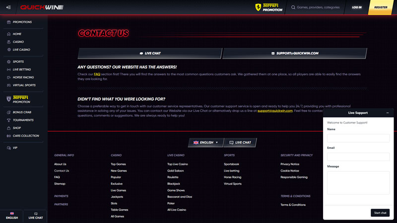 quickwin support screenshot