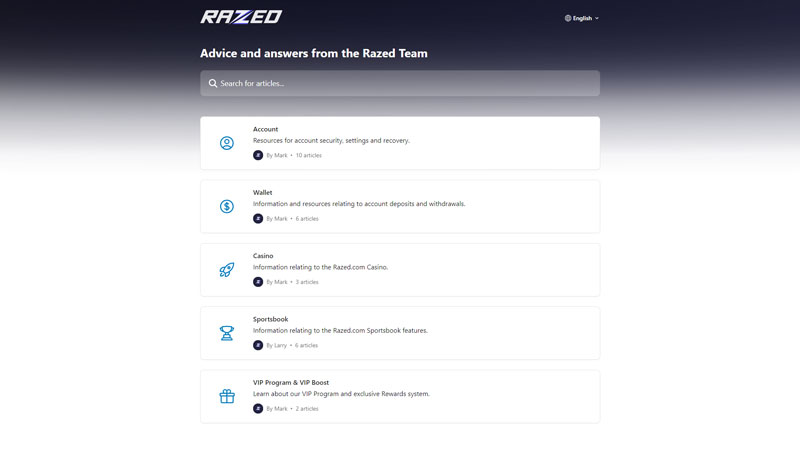 razed support screenshot