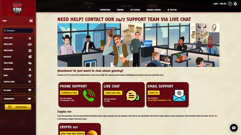 red-stag-casino support screenshot