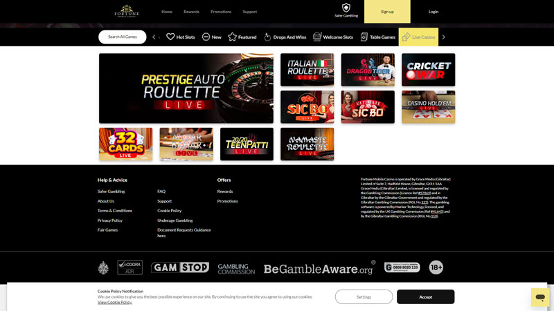 Thumbnail reloadbet-casino lobby