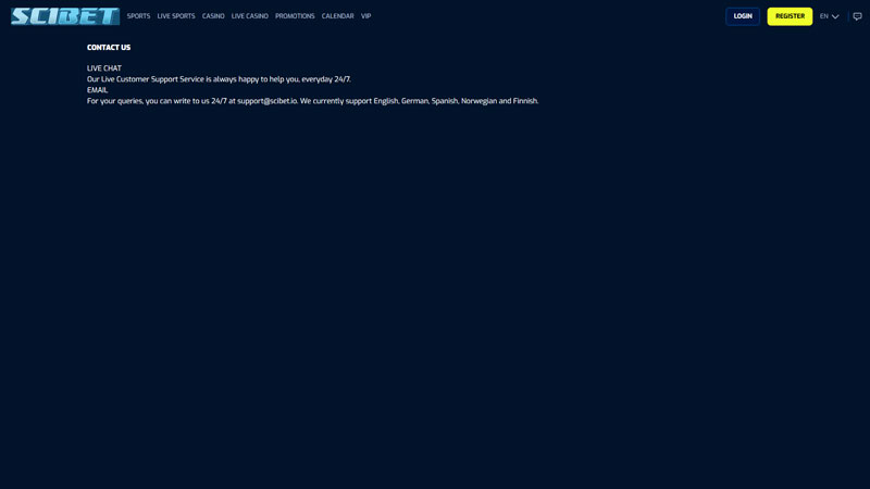 scibet support screenshot