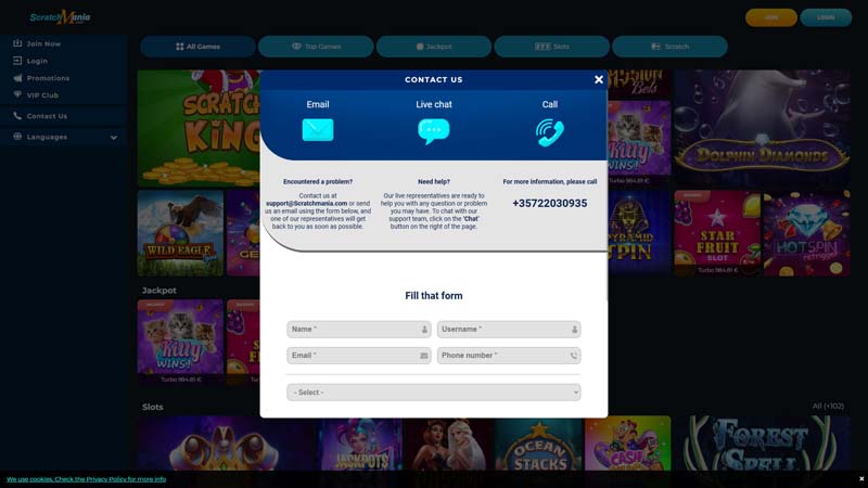 Thumbnail scratchmania-casino support