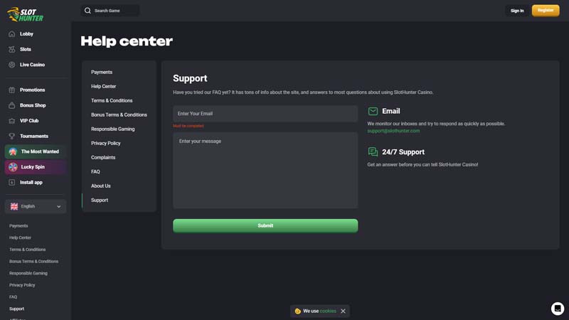 Thumbnail slot-hunter support