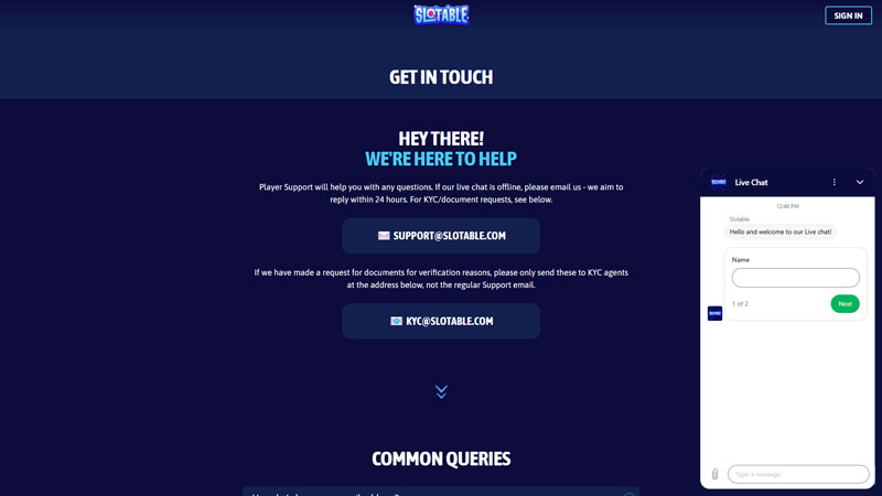 slotable support screenshot