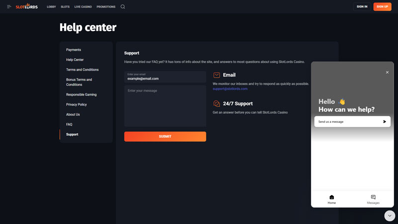 Thumbnail slotlords support