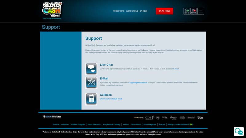 Thumbnail sloto-cash-casino support