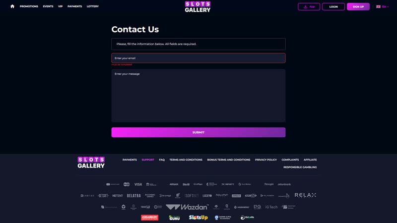 slots-gallery support screenshot