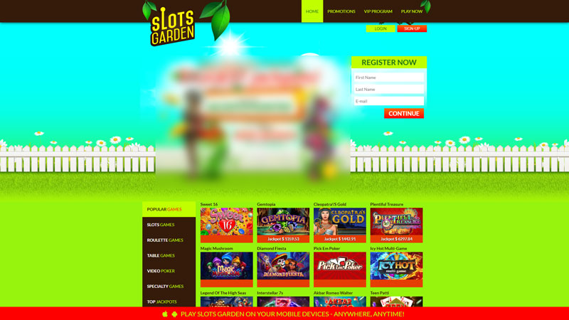 slots-garden lobby screenshot