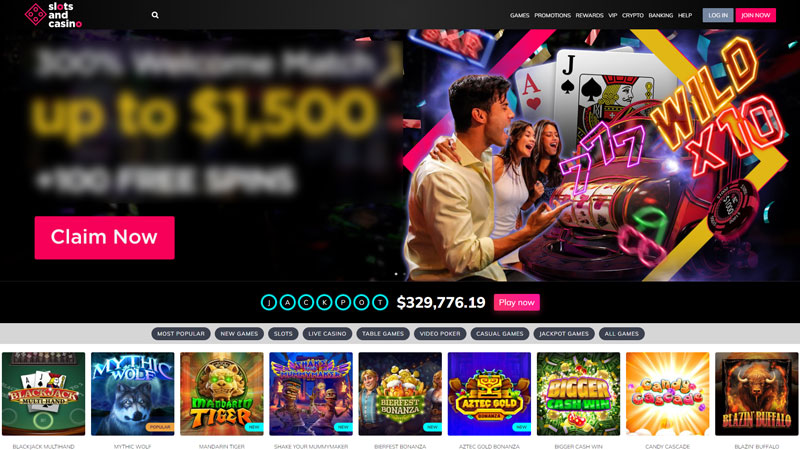 slotsandcasino lobby screenshot