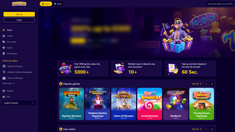 slottio lobby screenshot