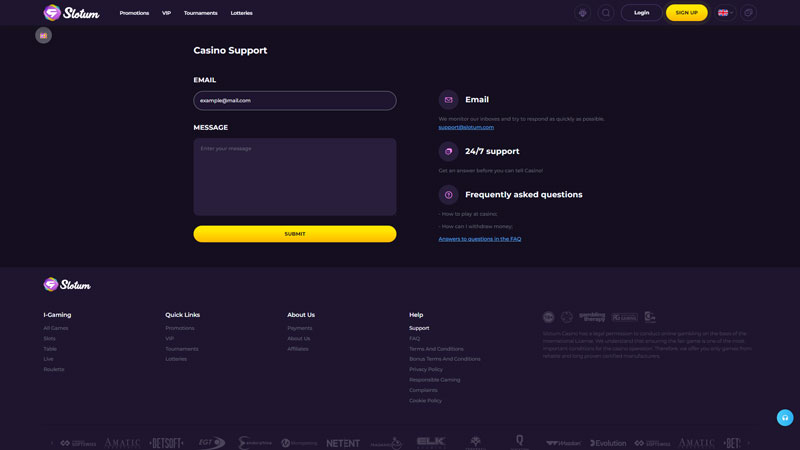 slotum support screenshot